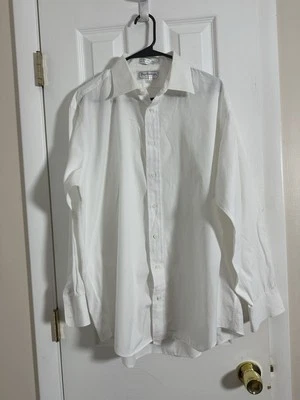 Authentic Vintage Burberrys’ Men’s White Egyptian Cotton Dress Shirt Size 17 - Image 1 of 4