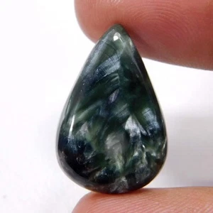 Cabujón de pera de serafinita verde natural 14,40 quilates. Venta al por mayor de piedras preciosas sueltas - Imagen 1 de 3
