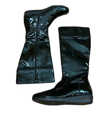 BOTAS IMPERMEABLES ECUESTRES MINI CUÑA CHAROL NEGRO COLE HAAN 39.5 8.5 Foto 1 de 4