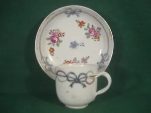 c1785 Vienna 18thc Cup & Saucer Blue Bows Ribbon Antique German Porcelain 18thc - Picture 1 of 7