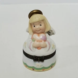 Guardian Angel Porcelain Hinged Box Figure Flowers Trinket You Are Heaven Sent - Picture 1 of 12