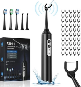 Electric Flosser with 4 Modes, 3 in 1 Power Flosser and Electric Toothbrush with - Picture 1 of 9