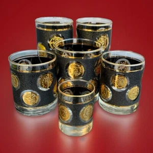 SET DI SEI BICCHIERI LIBBEY NERI TESTURIZZATI MIX DI BICCHIERI DA TIRO CON ACCENTI DI MONETE D'ORO - Foto 1 di 13