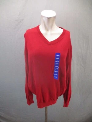 NWT Foxcroft Size L Womens Red Silk Cotton Blend V-Neck Loose Winter Sweater 540 - Image 1 of 4