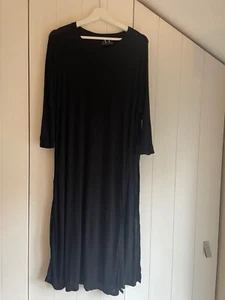 ABSENCE OF COLOUR: Lagenlook Black Cotton & Viscose S/ M Overlay Maxi Dress - Picture 1 of 6