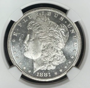 DÓLAR DE PLATA MORGAN 1881-S ~ NGC - COMO NUEVO 63 ~ HERMOSA MONEDA~ REF#87-008 - Imagen 1 de 4