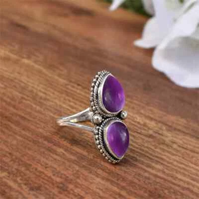 Nice Amethyst Gemstone 925 Sterling Silver Handmade Ring All Size K-16 - Image 1 of 4