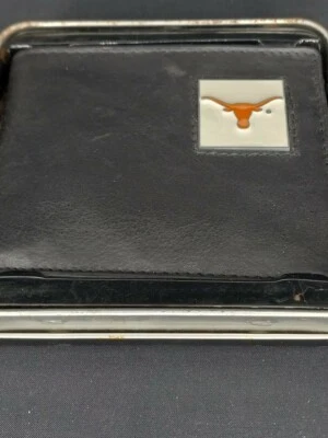 Billetera de cuero Texas Longhorns NCAA negra con logotipo de peltre Foto 1 de 2