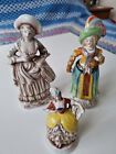 Vintage Trio Porcelain Lady Figure Ornaments Made In Occupied Japan 1940s