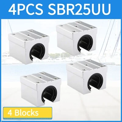 SBR25UU 25mm Open Linear Bearing Slide Linear Motion Block CNC 4PCS - Image 1 of 4