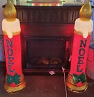 2 Noel Candle Blow Molds 42" Lighted Christmas With Some Missing Gold Sparkling