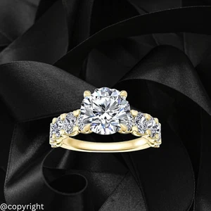 3.00 Ct Solitaire Round Brilliant Cut Lab Grown Diamond Ring 14K Yellow Gold - Picture 1 of 3