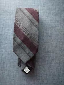 Vintage Woolcrofter by Wembley Striped Wool Blend Mens Necktie, Gray/Maroon - Picture 1 of 3