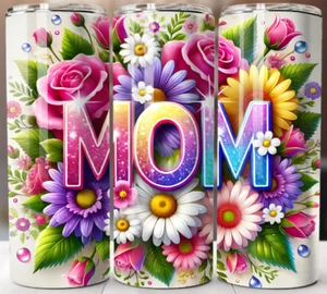 Happy Mothers Day Mom Tumbler 20oz Skinny Cup Mug Stainless Steel w Straw - Picture 1 of 1