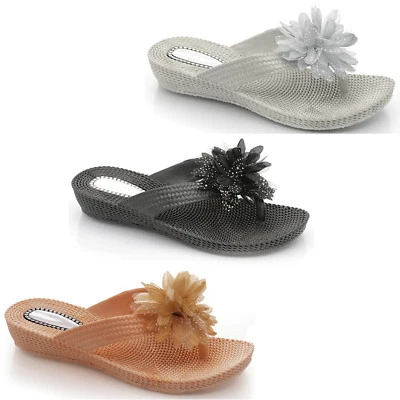 LADIES TOE POST FLIP FLOPS SLIP ON MULE WOMEN BEACH FIT SANDALS SUMMER SLIPPER