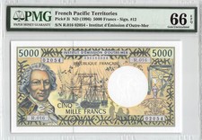 French Pacific Territories ND (1996) P-3i PMG Gem UNC 66 EPQ 5000 Francs