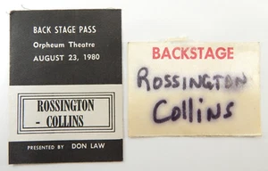 ROSSINGTON COLLINS Backstage Pass Lynyrd Skynyrd 1980 Don Law Lot of 2 Anytime - Bild 1 von 3