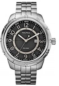 Nautica Men's Link Band Watch Black Dial N19528G - Picture 1 of 1