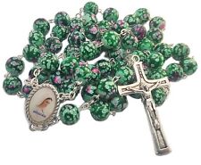 Rosary Gift Green Glass Rosaries From Medjugorje 19.8 inc 8 mm beads + Gift Bag