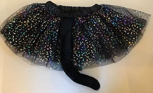 Niñas Tutú Negro con Cola de Gato Negro Adjunto Tul Lunas y Estrellas Vestir - Imagen 1 de 10