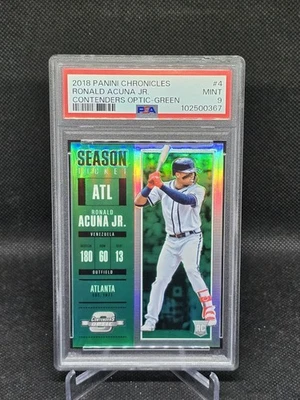 Panini Contenders Optic 2018 - Ronald Acuña Jr. #4 Green Prizm/50 RC - PSA 9 Foto 1 de 3