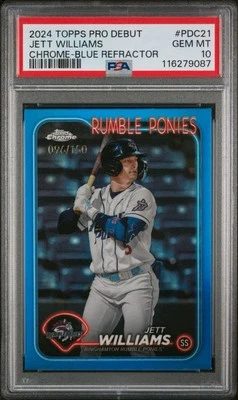 ⚾ 2024 Topps Pro Debut Jett Williams Chrome Blue Refractor /150 PSA 10 Mets RC ⚾ - Image 1 of 2