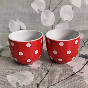 Rare - Cath Kidston - Egg Cups X2 - Red With White Spots Polkadot - Ceramic - Picture 1 of 9