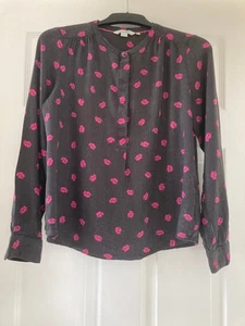 Boden Grey & Pink Floral Print Blouse Size 10 - Picture 1 of 15