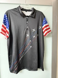 NEU! USA WARE PATRIOTISCHES FLUGZEUG AMERIKANISCHE FLAGGE SHIRT SCHWARZ - LARGE - Bild 1 von 4
