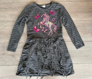 Monsoon Grey Sparkly Jumper Dress with Sequin Unicorn. Age 9-10 years - Picture 1 of 4