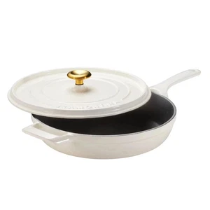 Tramontina 12" Enameled Cast Iron Skillet with Lid in White - New in Box - Picture 1 of 12