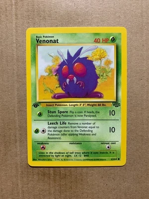1st Edition Venonat 63/64 Jungle Set - Common Pokemon Card - NM/Mint - Image 1 of 2