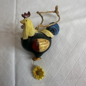 Vtg ROOSTER CHICKEN RESIN FIGURINE COUNTRY CHRISTMAS TREE ORNAMENT Daisy Read - Picture 1 of 10