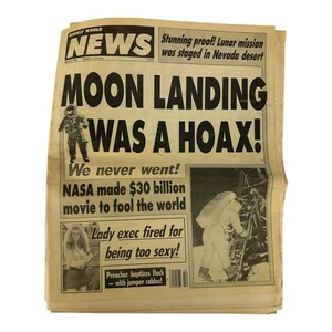 Weekly World News March 5 1991 - Moon Landing Was a Hoax - Nasa - Lunar Mission - Picture 1 of 14