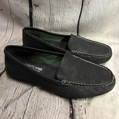 Mocasín de conducción Eastland Courtney de cuero negro sin cordones sin usar, en caja, talla 7,5 usado en excelente estado Foto 1 de 4