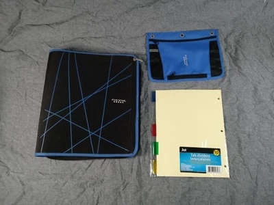 Carpeta de cremallera cinco estrellas azul/negro 2" carpeta de 3 anillos con divisores de lengüeta gratis Foto 1 de 4
