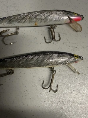 Vintage Silver Minnow Fishing Lures Lot of Two 5 1/2" with Treble Hooks - Image 1 of 4