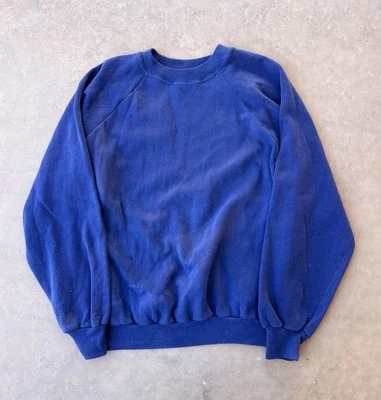 Moletom Vintage Sportswear Tamanho XL 46 50/50 AZUL ROYAL Corte Raglan Desbotado - Imagem 1 de 4