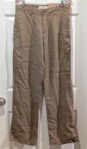 NWT Old Navy 100% Linen Loose Fit Pants Men's Tan Built In Flex Casual Khaki 32 - Picture 1 of 5
