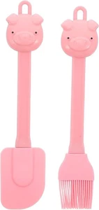 Rosa Silikon Backen Schaber Pinsel für Kinder Cartoon Schwein Design Hitze  - Bild 1 von 9