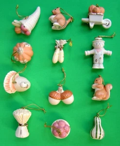LENOX AUTUMN DELIGHTS 12 miniature Thanksgiving Tree mini Ornaments - NEW in BOX - Picture 1 of 1