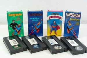 Superman Lot of 4 VHS Tapes | To the Rescue, Man of Steel, Action-Packed, Vol. 2 - Picture 1 of 20