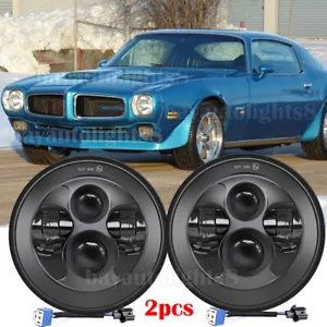 Pair Fit Pontiac Firebird 1970-1976 7'' LED Headlights Hi-Lo Beam Angel Eyes DOT - Bild 1 von 10