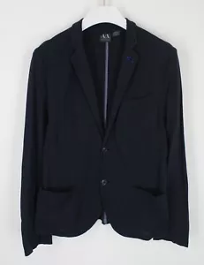 Armani Exchange Blazer Herren Klein Einreihige Kerbe Reverskragen Blau - Picture 1 of 10