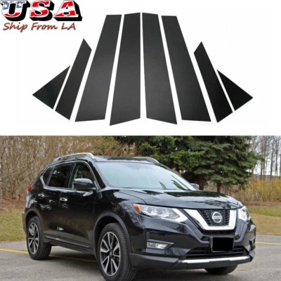 Cubierta de ventana de puerta negra brillante para piano Nissan Rogue 2014-20 Foto 1 de 4