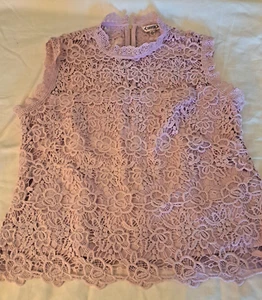 Nanette Lepore Elegant Sleeveless Tank Top, Lace Overlay w/Sheath, Lavender, XL - Picture 1 of 7