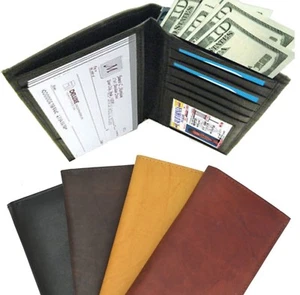 Premium Echt Leder Scheckbuch Hülle Brieftasche Geld Halter Herren Damen - Bild 1 von 26