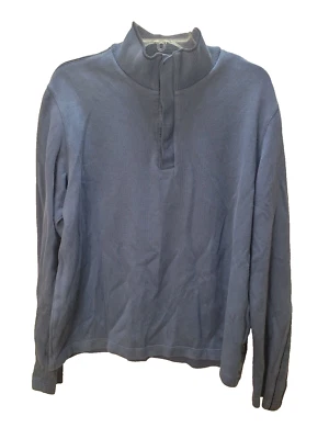 Hugo Boss Hombres XL Azul Pullover Manga Larga Tejido Suéter Camisa Snap Cuello Simulado Foto 1 de 4