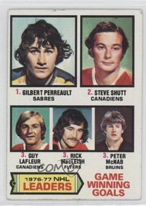 1977 Topps Gilbert Perreault Steve Shutt Guy Lafleur Rick MacLeish Peter McNab )