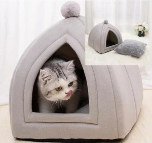 Pet House Dog Bed For Small Animals And Cats Gray Breathable Lightweight Soft  - Picture 1 of 15